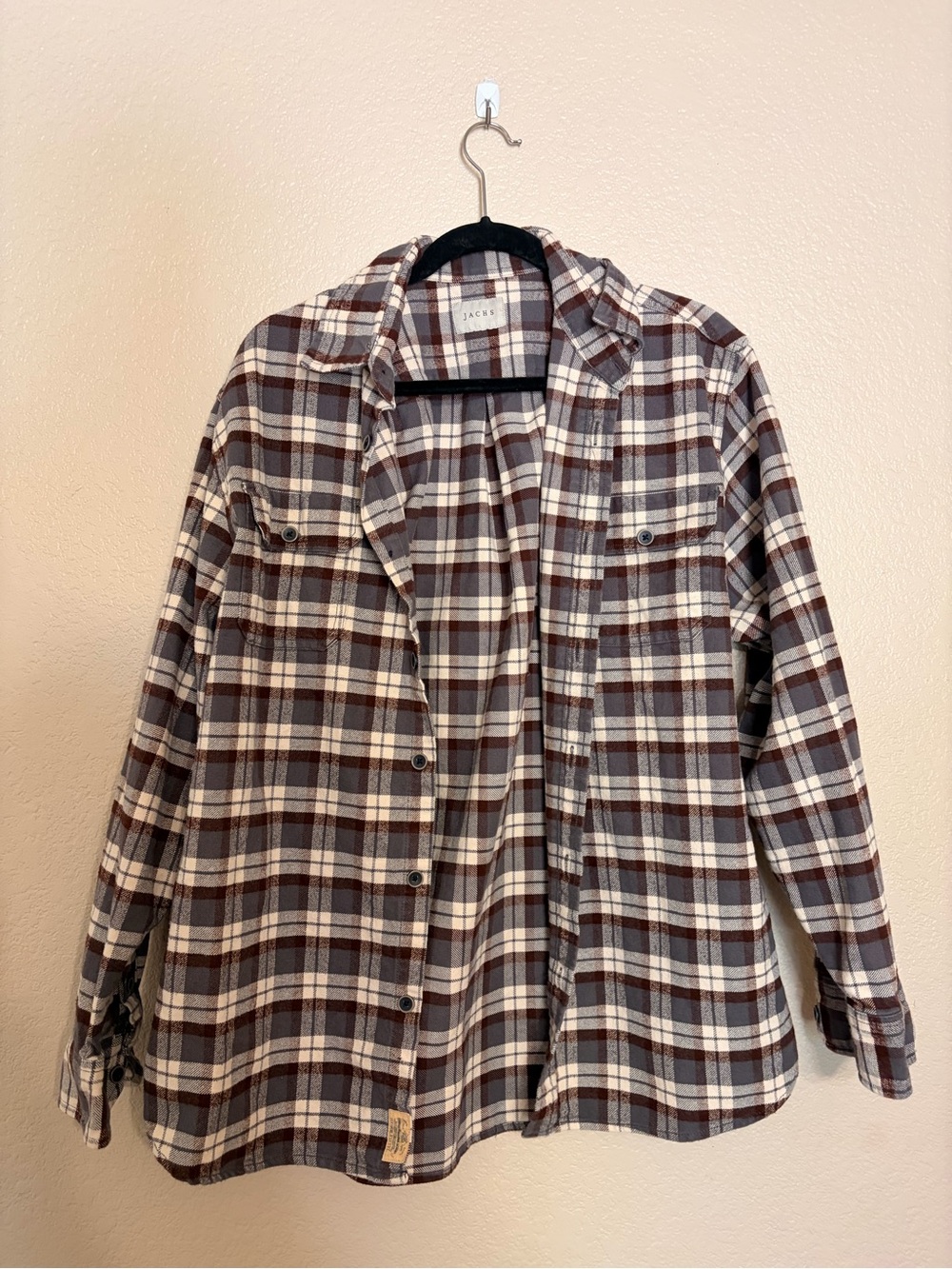 Jachs NY Men's 100% Cotton Plaid Flannel Button Down Shirt Large